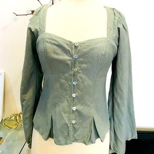 Sage long sleeve blouse